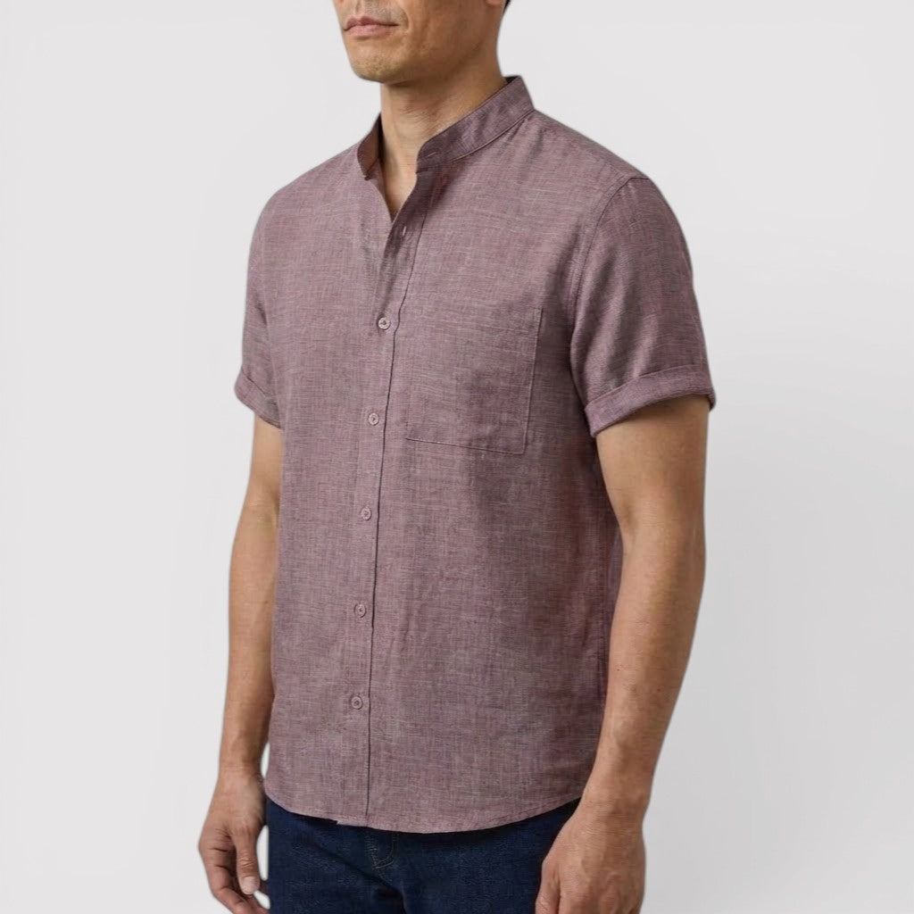 WILSON 通気性リネン混半袖シャツ