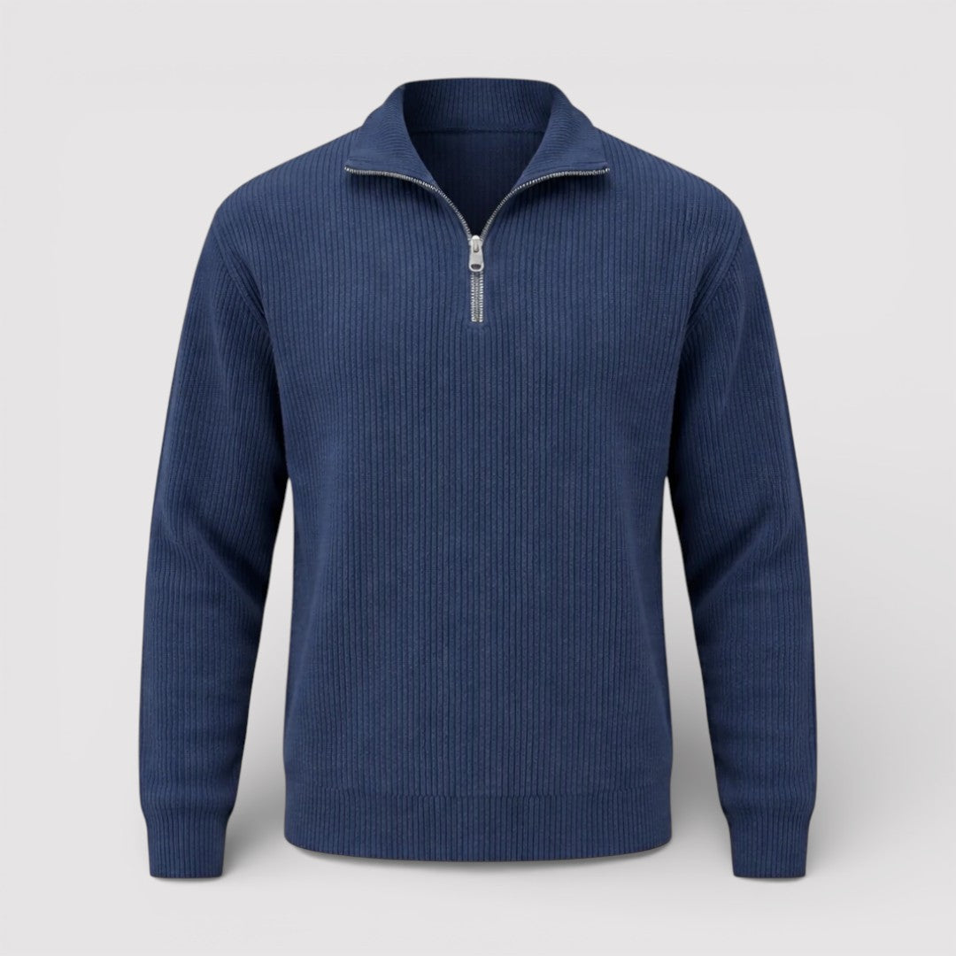 RONEL テクスチャード・リブ・ハーフジップ・ニット
