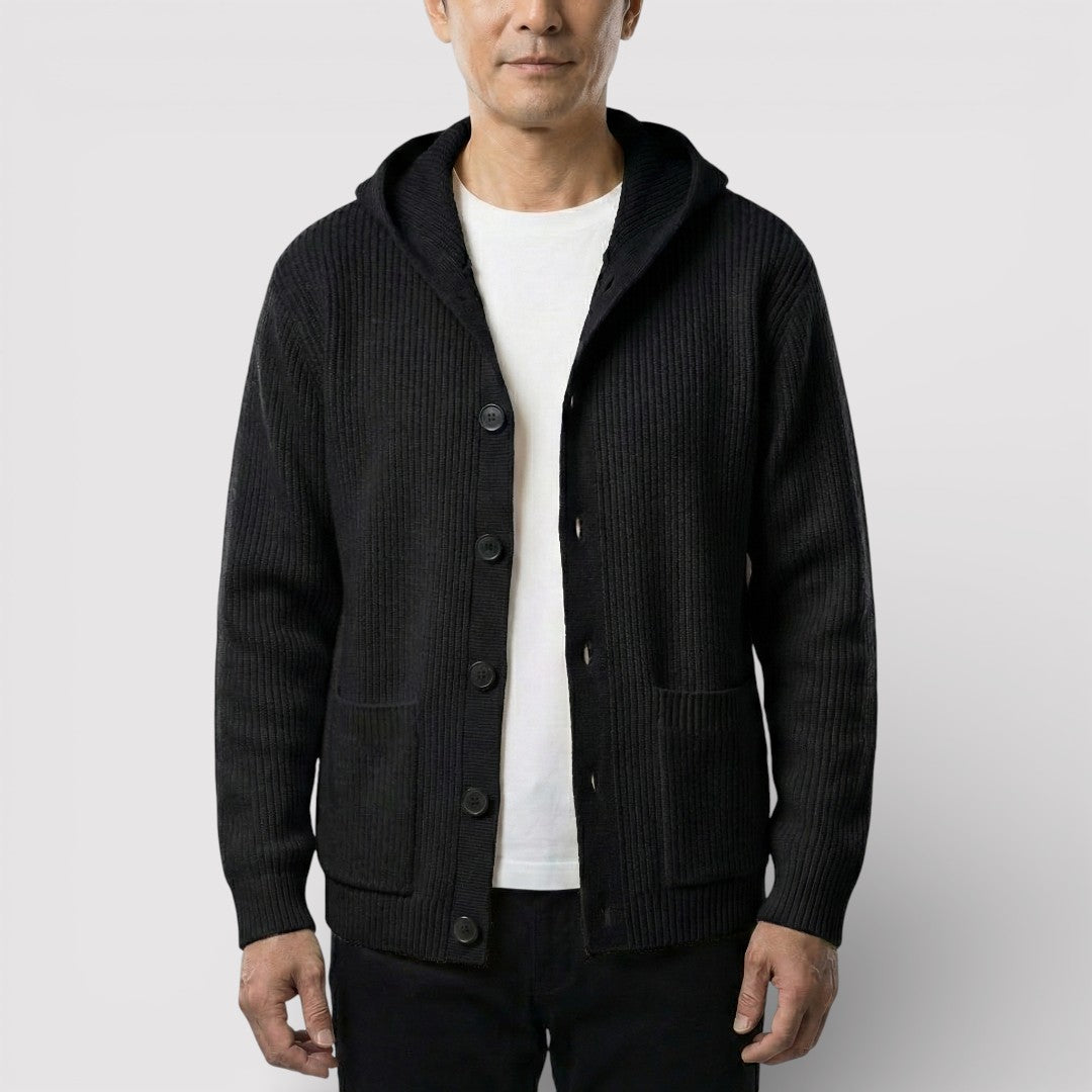 ARNO リブ編みフードカーディガン