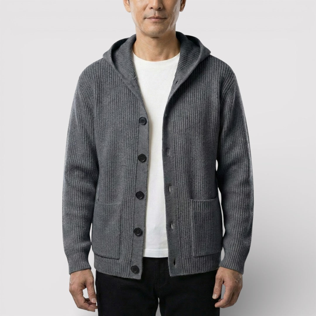 ARNO リブ編みフードカーディガン