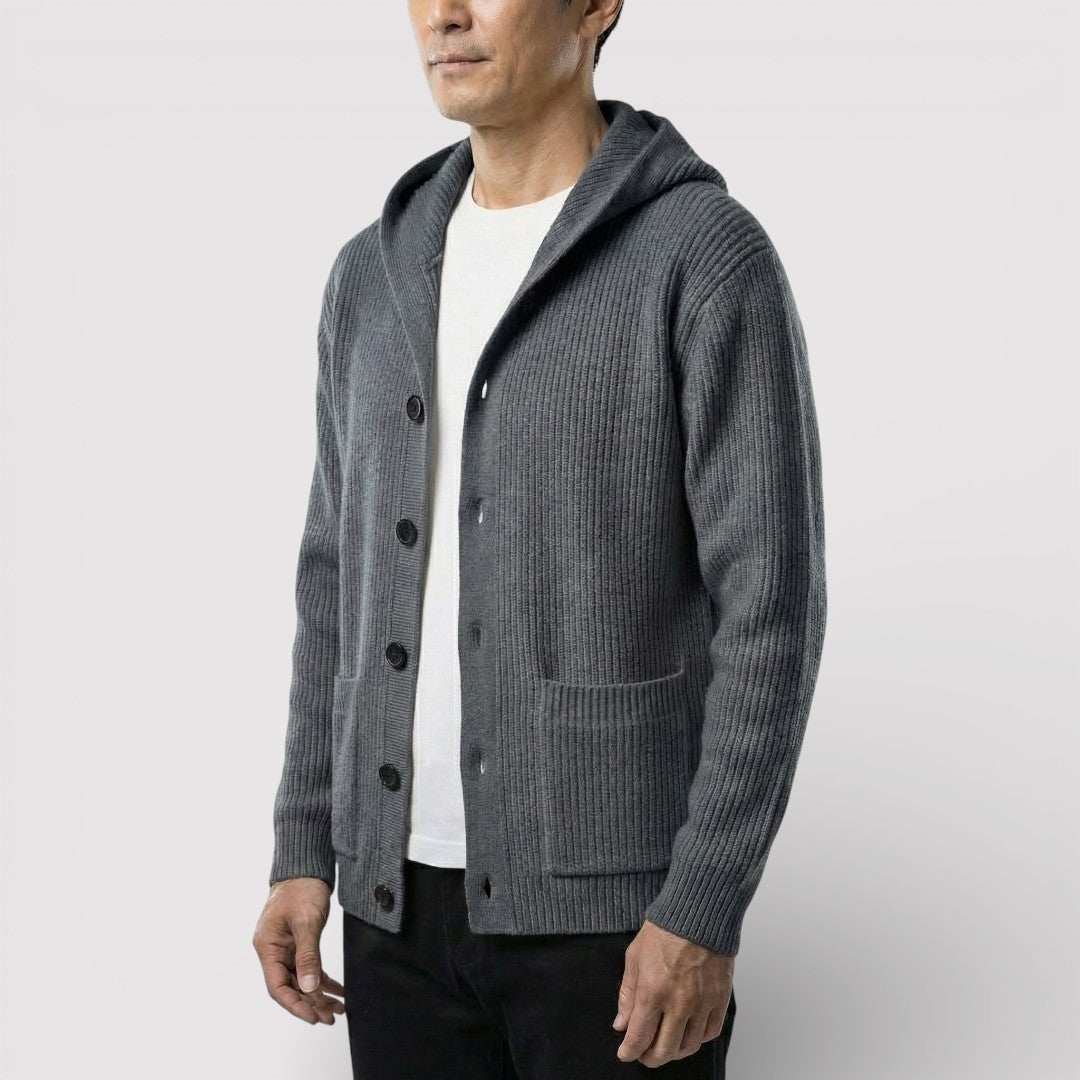 ARNO リブ編みフードカーディガン