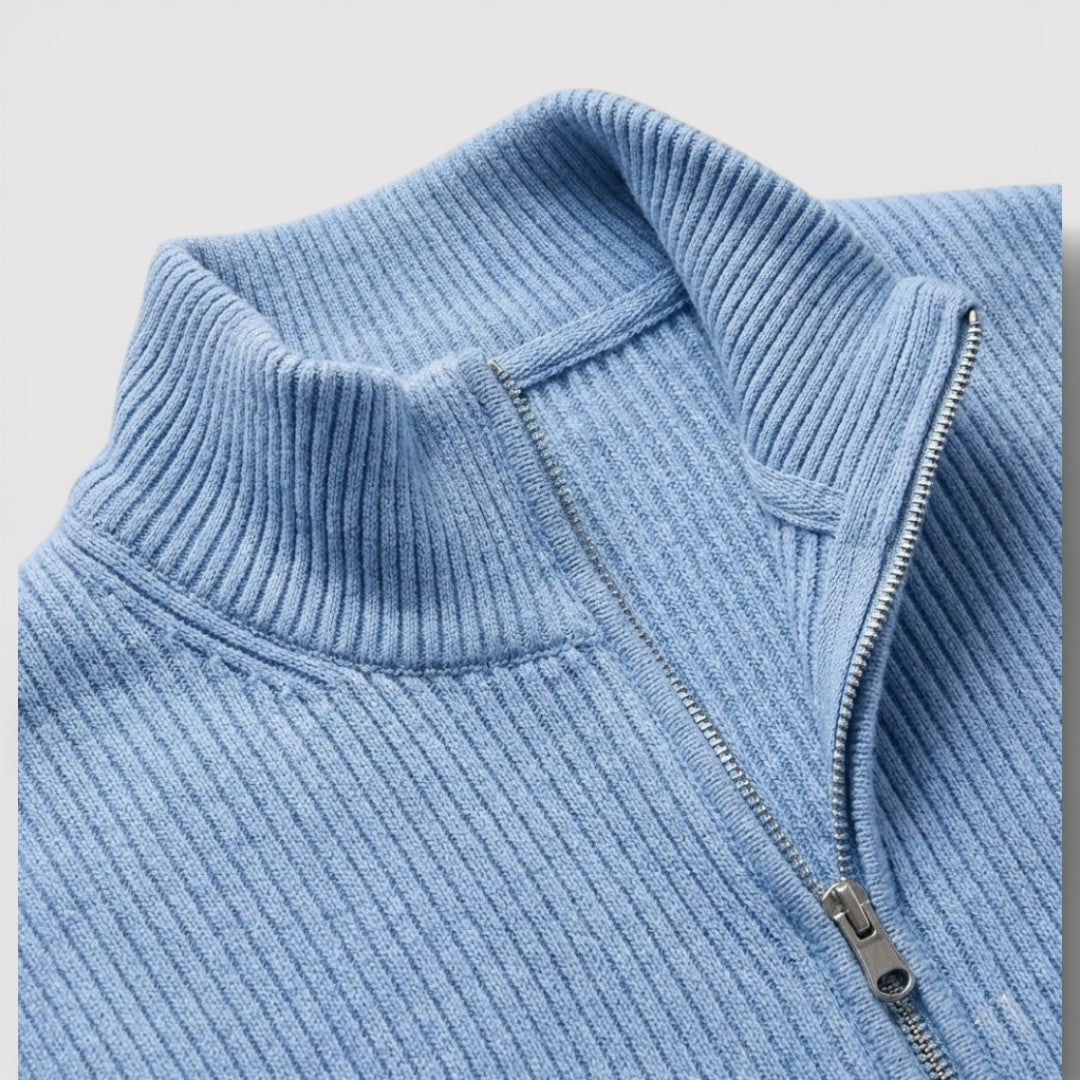 RONEL テクスチャード・リブ・ハーフジップ・ニット