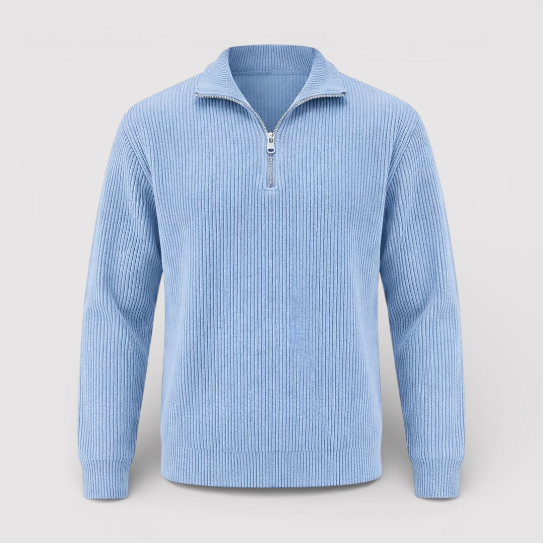 RONEL テクスチャード・リブ・ハーフジップ・ニット