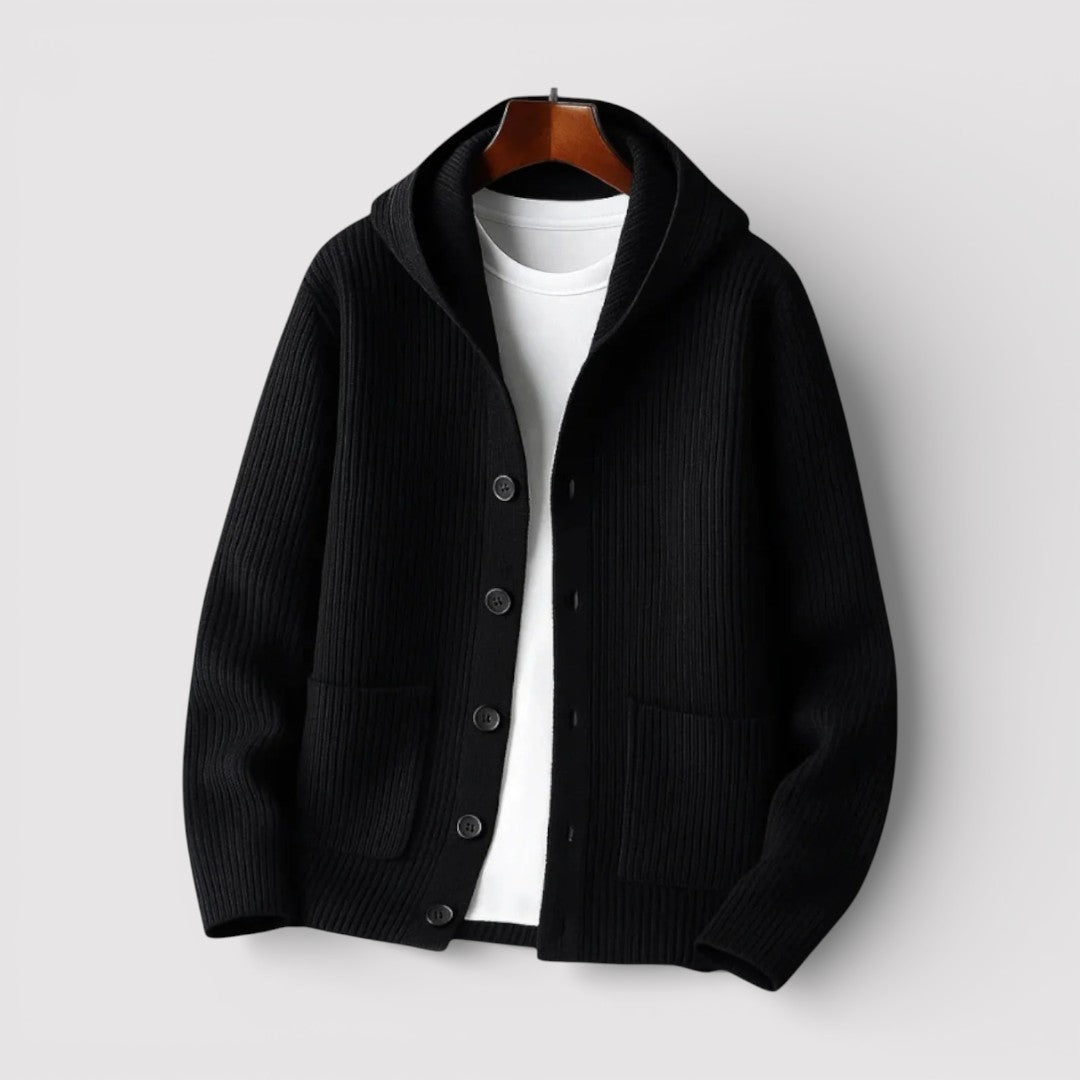 ARNO リブ編みフードカーディガン