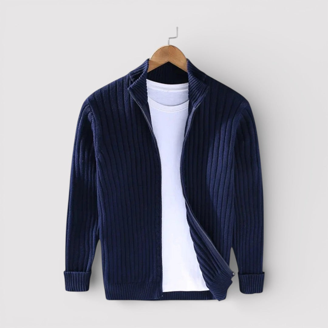 EDGAR テクスチャード・リブ・ジップ・カーディガン