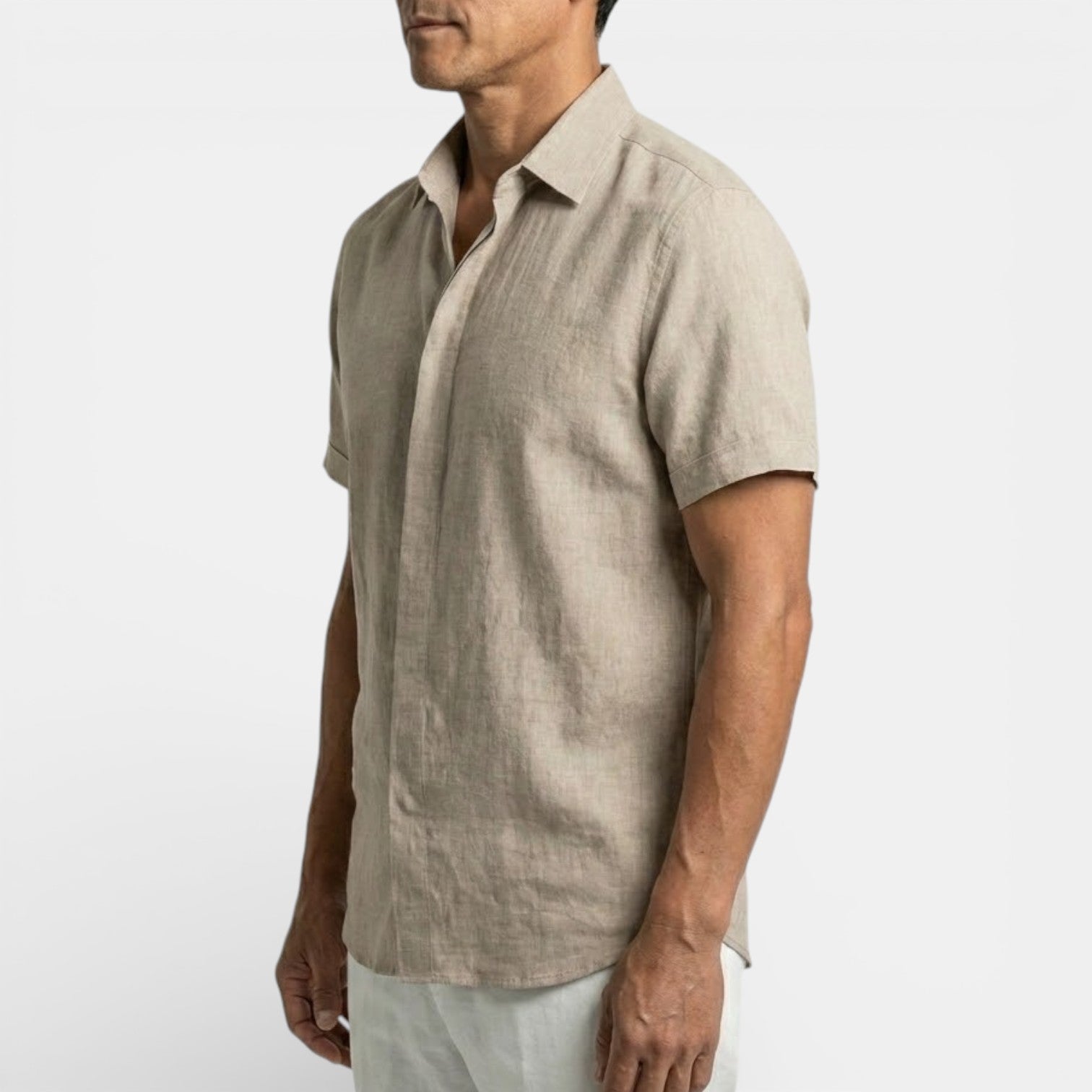 ELVIN リネン混レギュラーシャツ