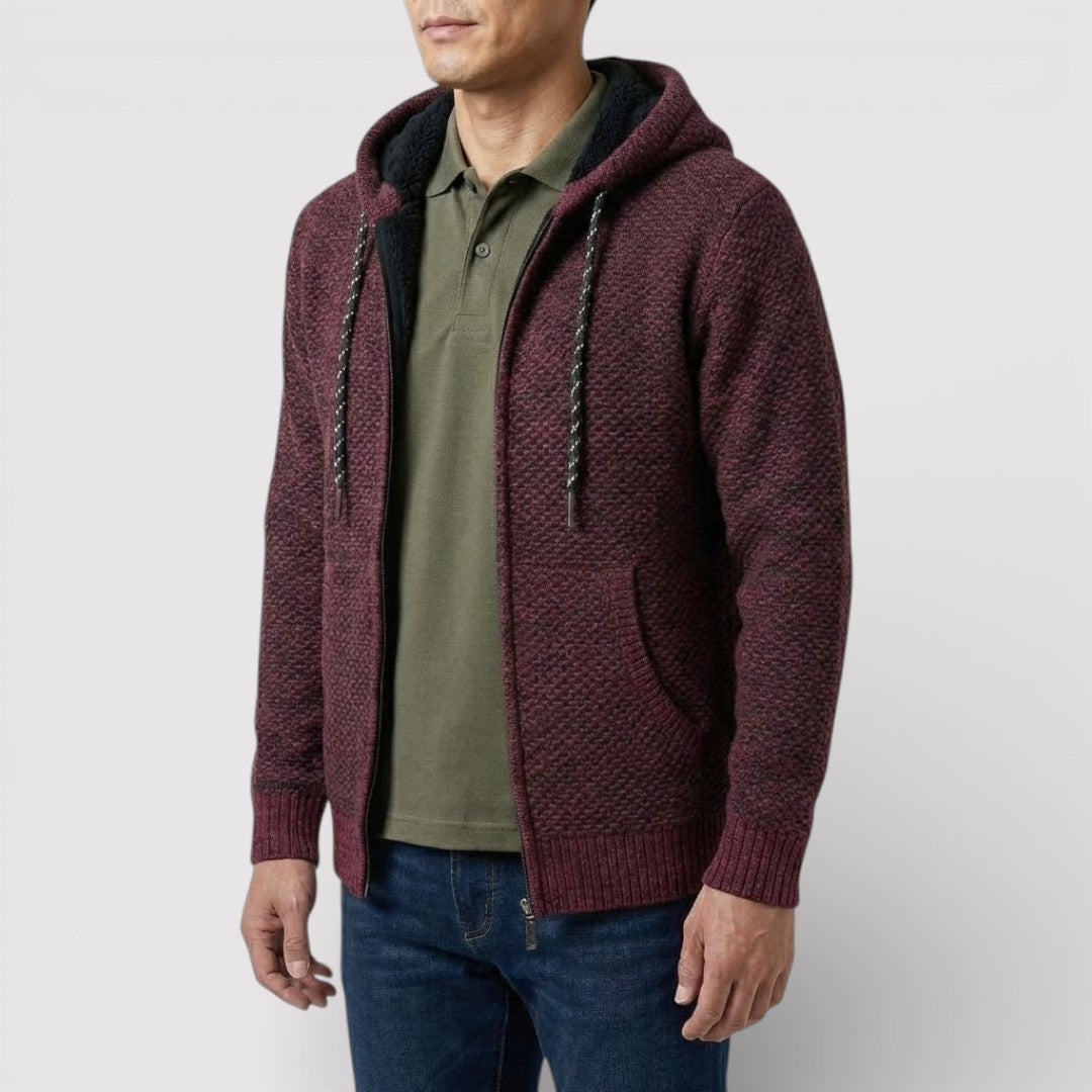 NOLANO テクスチャードニット・ジップパーカー