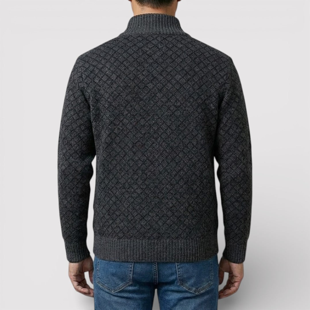 STIG 総柄ジップニットカーディガン