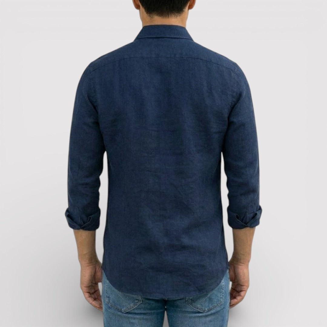 ORVIN 通気性リネン混シャツ