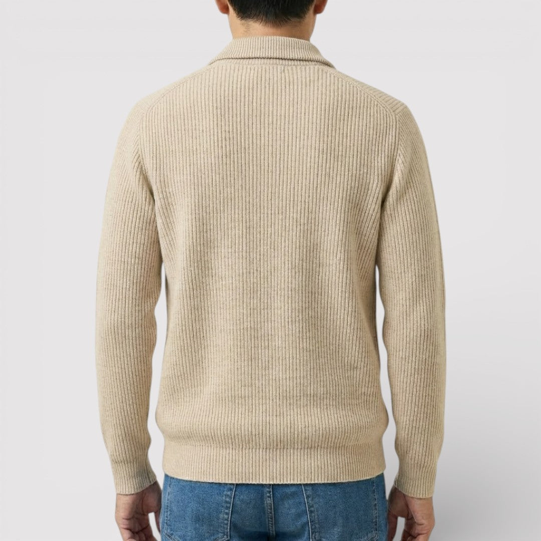 RONEL テクスチャード・リブ・ハーフジップ・ニット