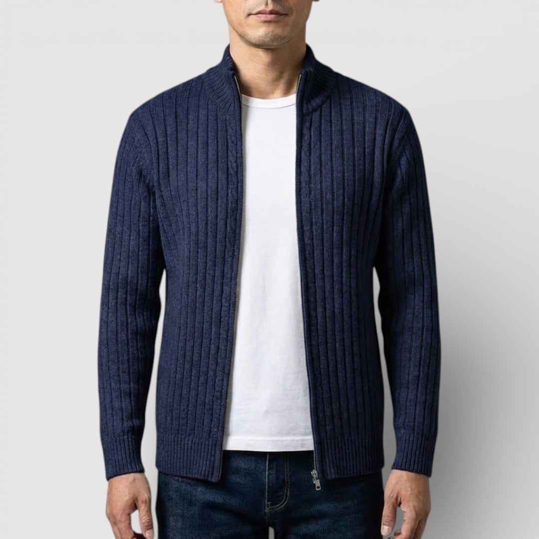 EDGAR テクスチャード・リブ・ジップ・カーディガン