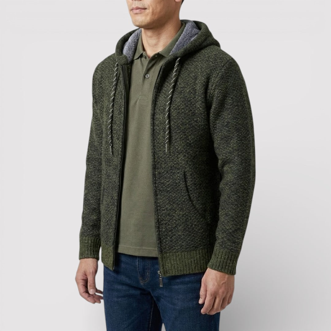 NOLANO テクスチャードニット・ジップパーカー