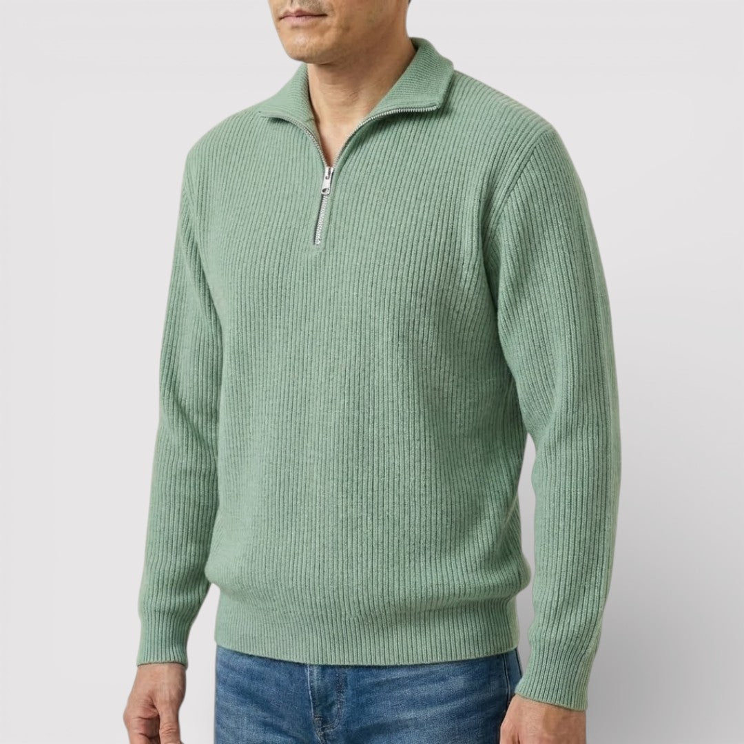 RONEL テクスチャード・リブ・ハーフジップ・ニット