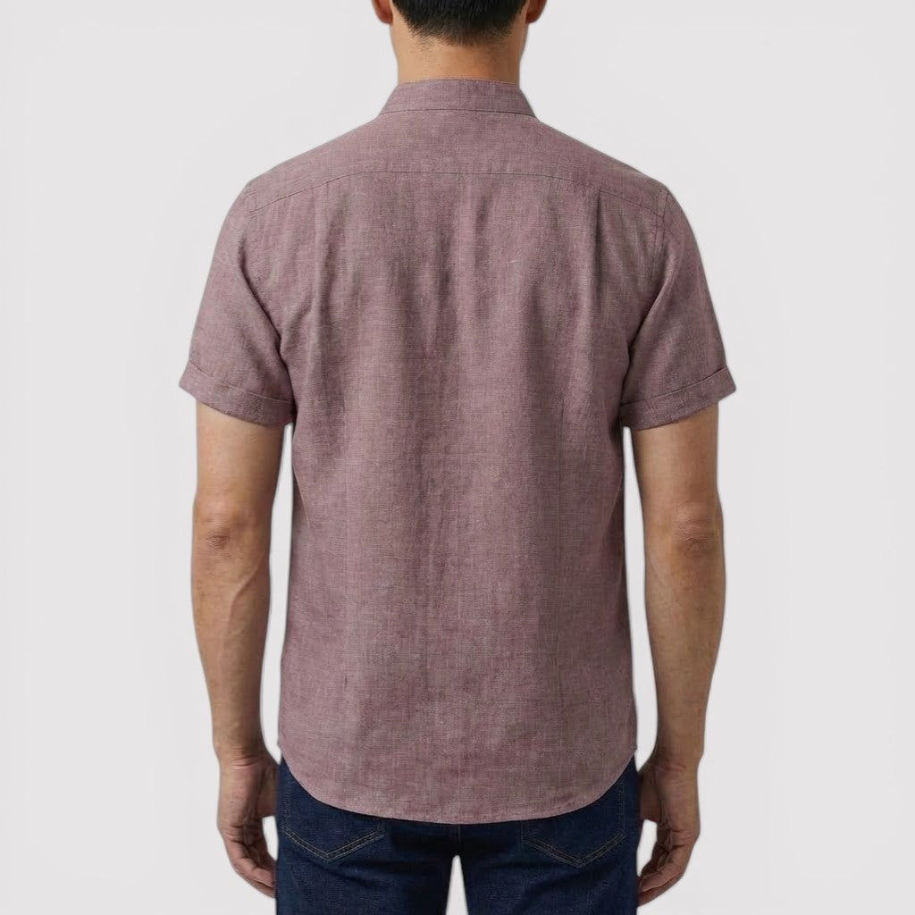 WILSON 通気性リネン混半袖シャツ