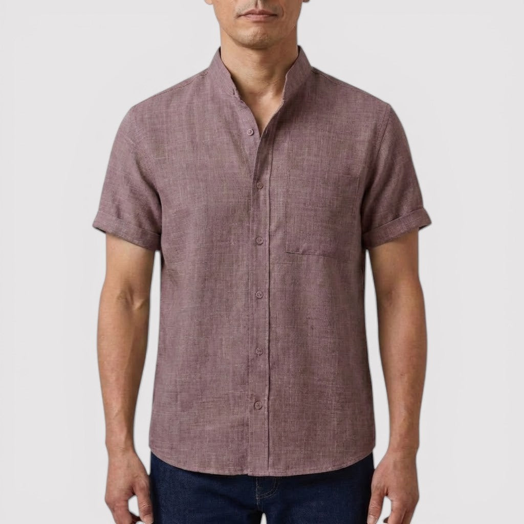 WILSON 通気性リネン混半袖シャツ