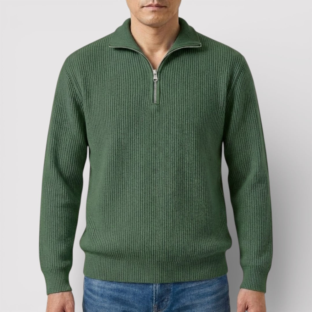 RONEL テクスチャード・リブ・ハーフジップ・ニット
