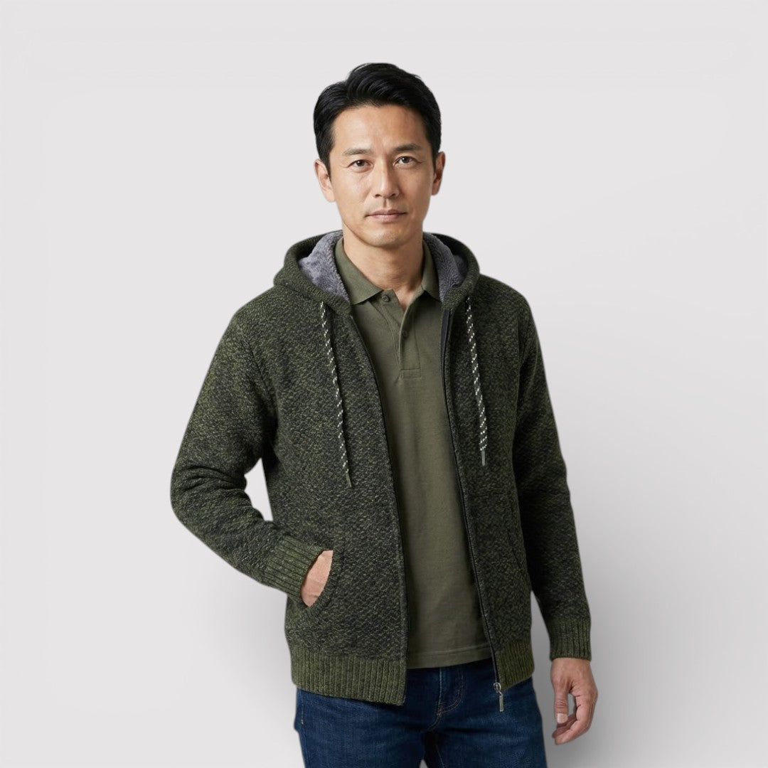 NOLANO テクスチャードニット・ジップパーカー
