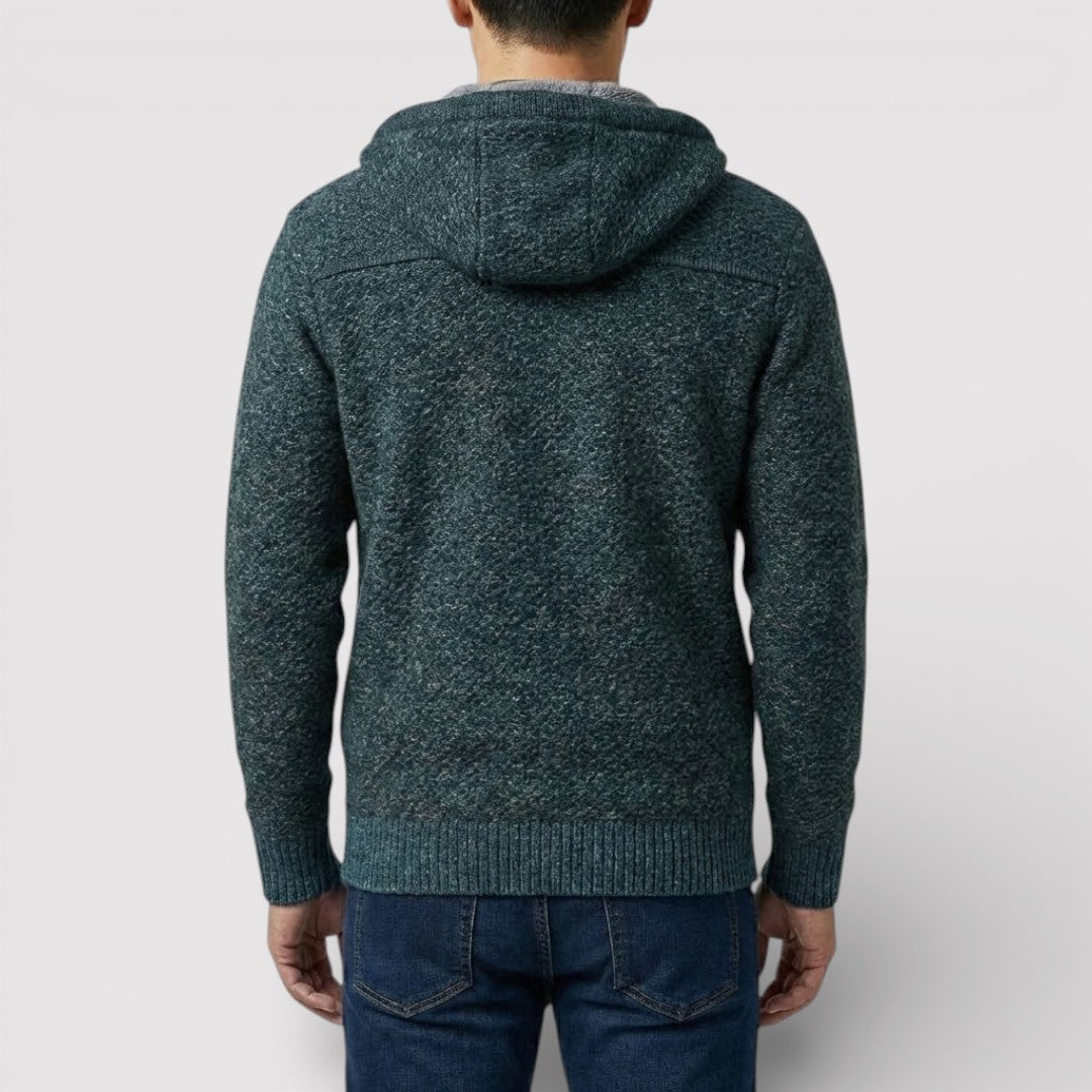 NOLANO テクスチャードニット・ジップパーカー