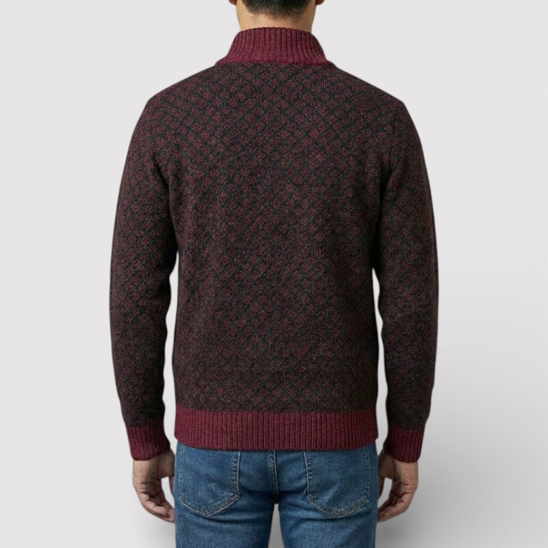 STIG 総柄ジップニットカーディガン