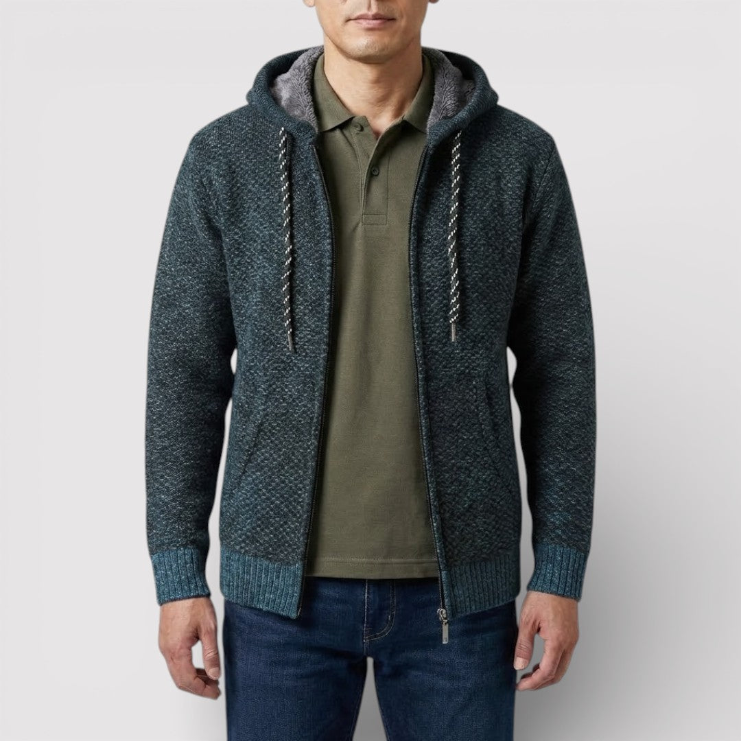 NOLANO テクスチャードニット・ジップパーカー