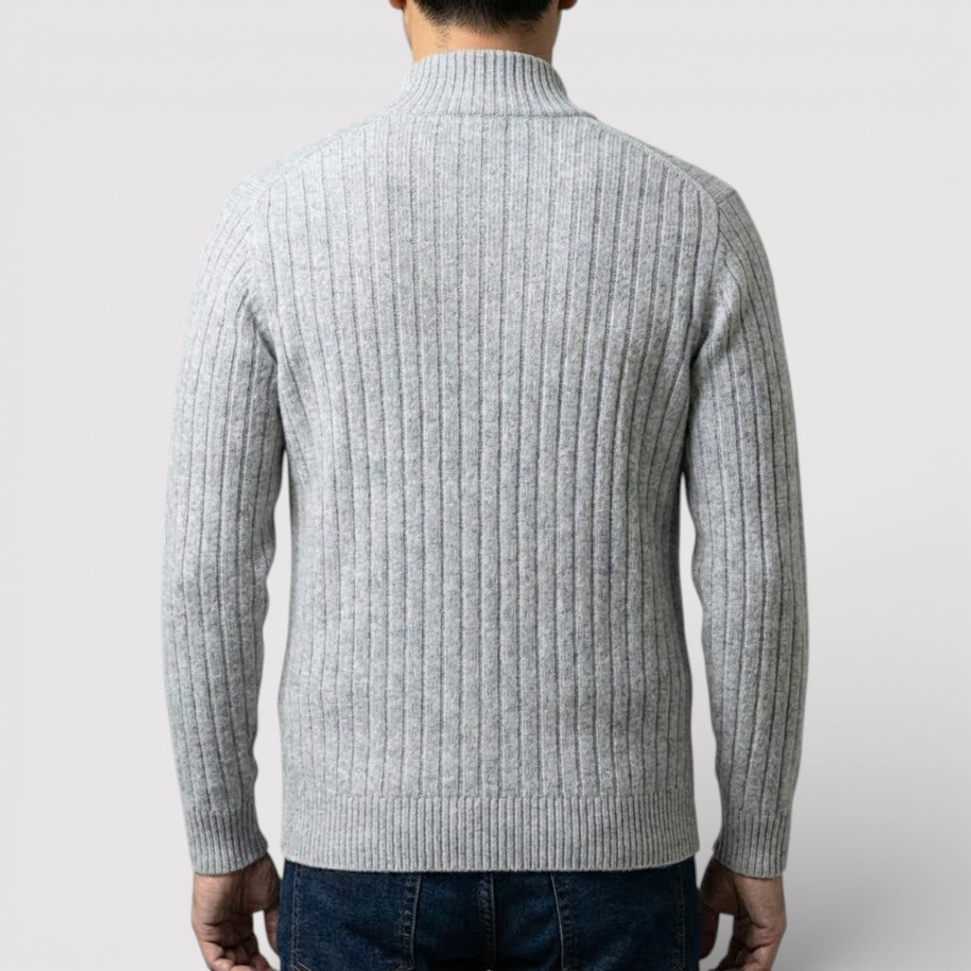 EDGAR テクスチャード・リブ・ジップ・カーディガン