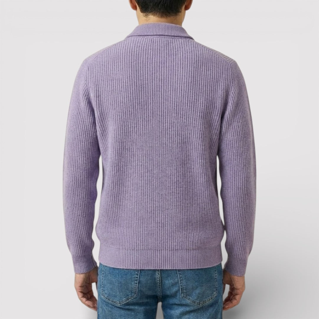 RONEL テクスチャード・リブ・ハーフジップ・ニット