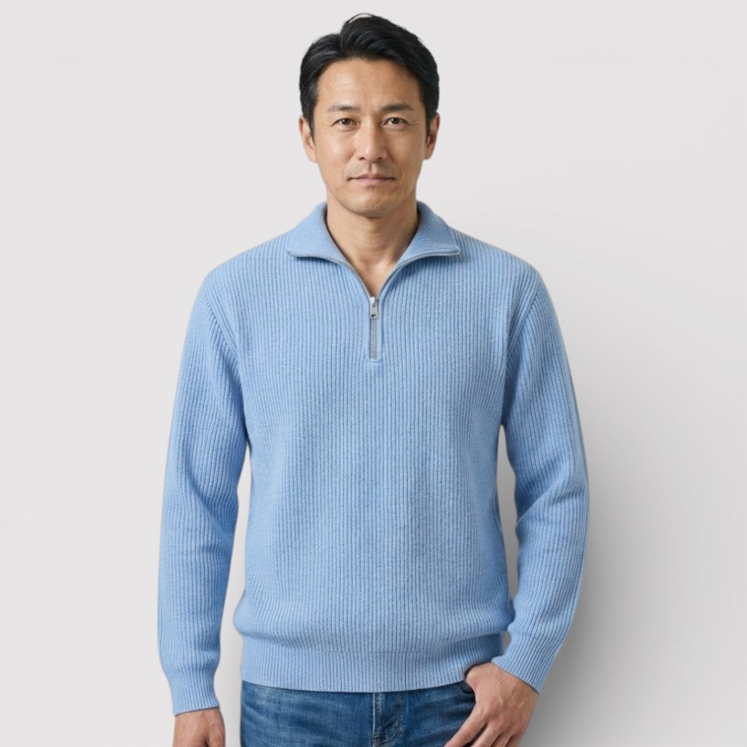 RONEL テクスチャード・リブ・ハーフジップ・ニット