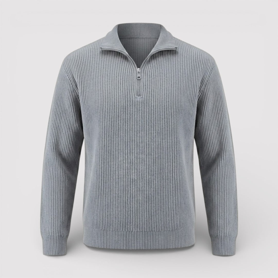 RONEL テクスチャード・リブ・ハーフジップ・ニット