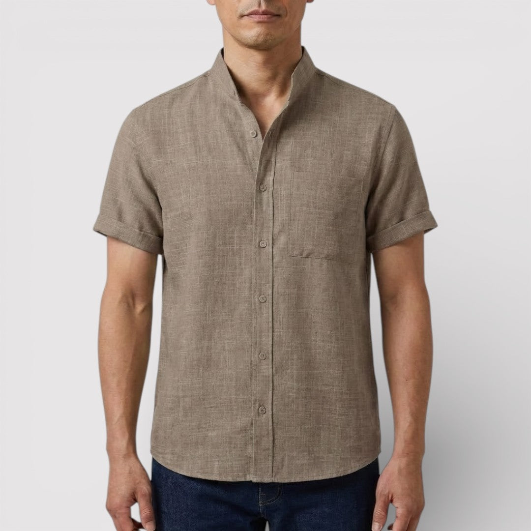 WILSON 通気性リネン混半袖シャツ