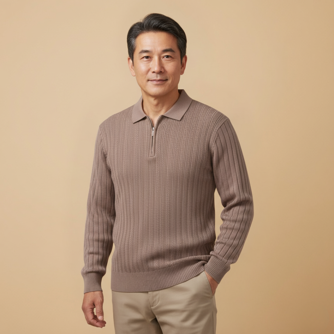 エレガントな長袖ポロシャツ