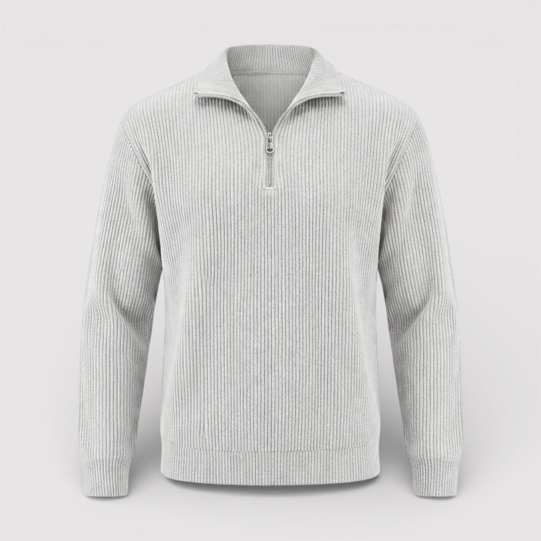 RONEL  テクスチャード・リブ・ハーフジップ・ニット