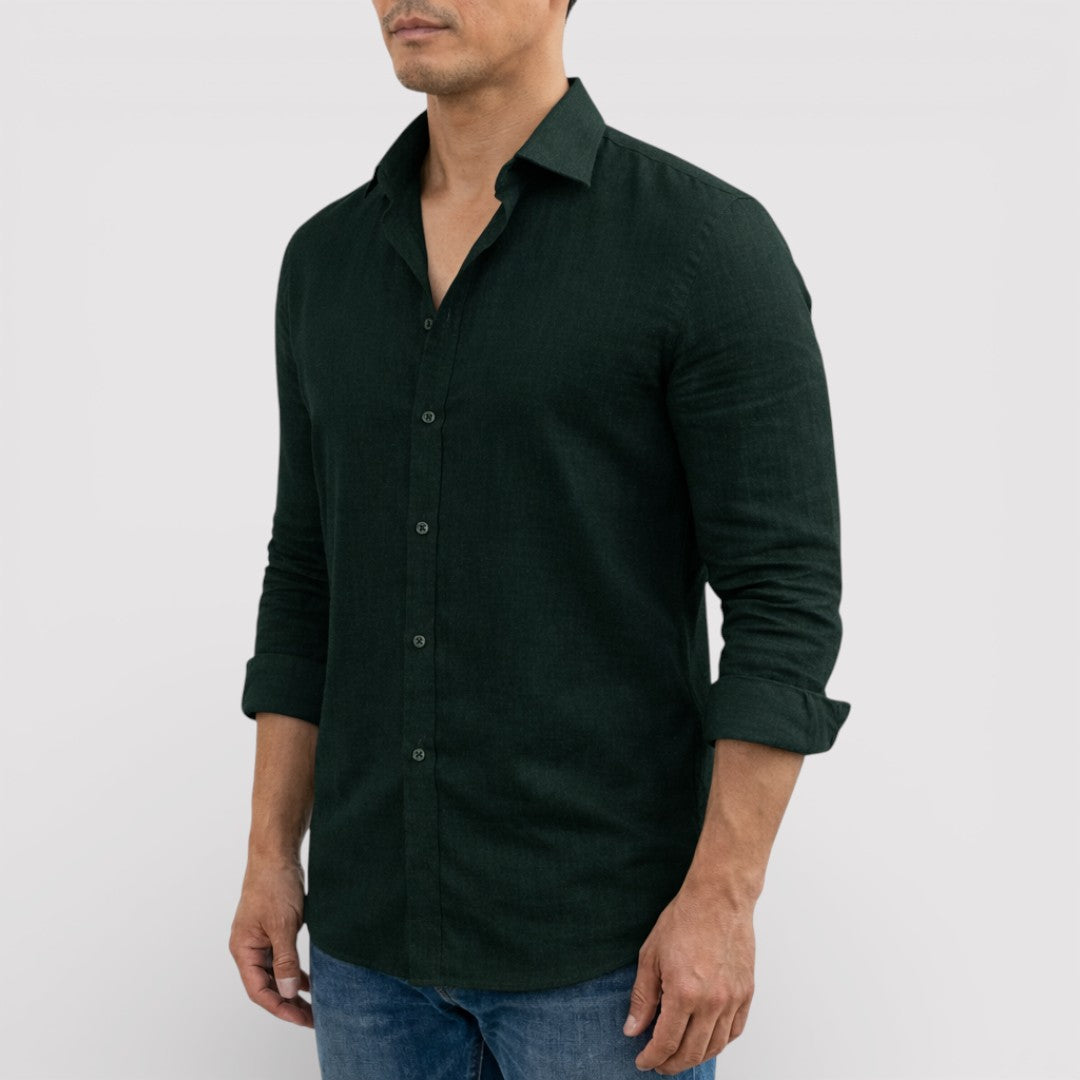 ORVIN 通気性リネン混シャツ