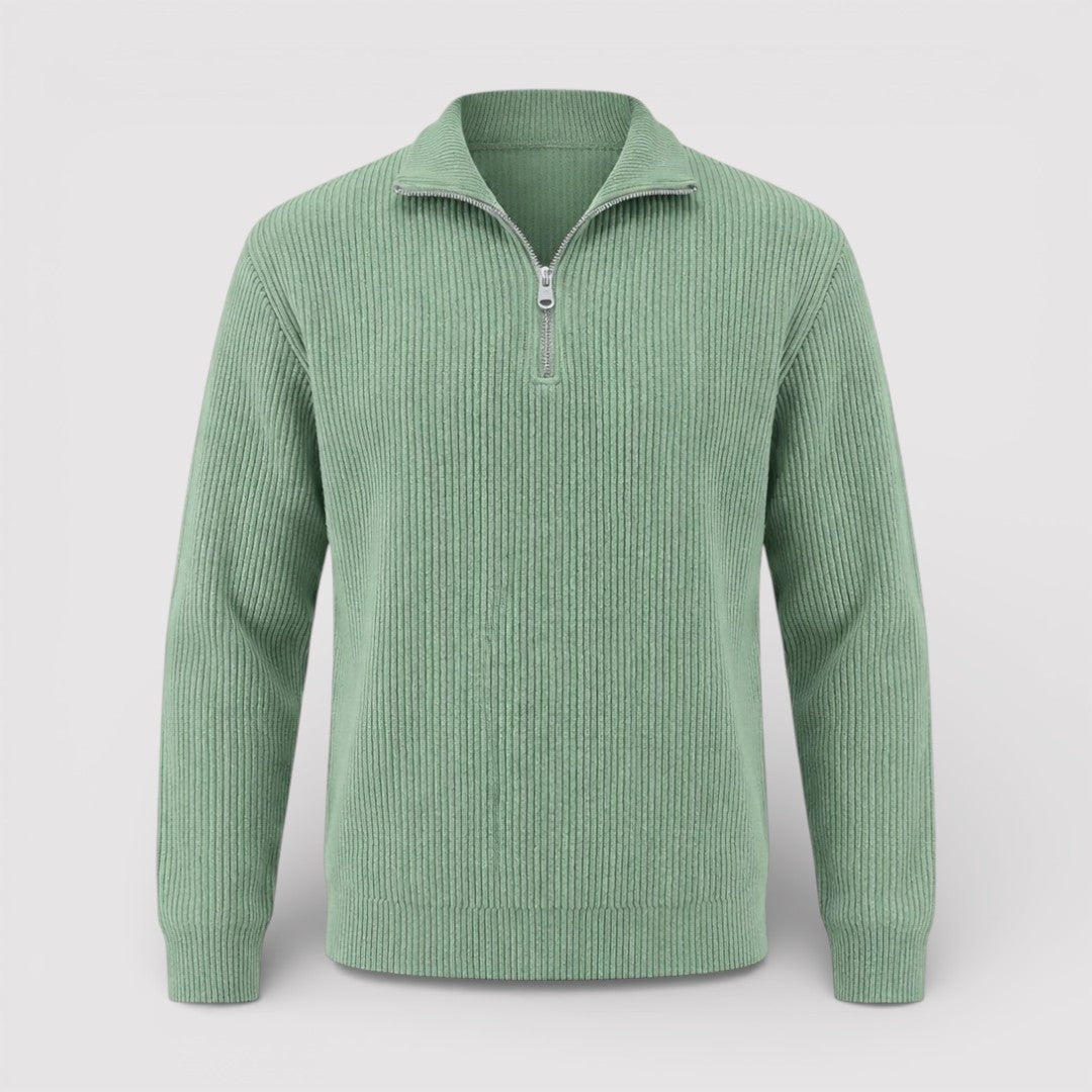 RONEL  テクスチャード・リブ・ハーフジップ・ニット