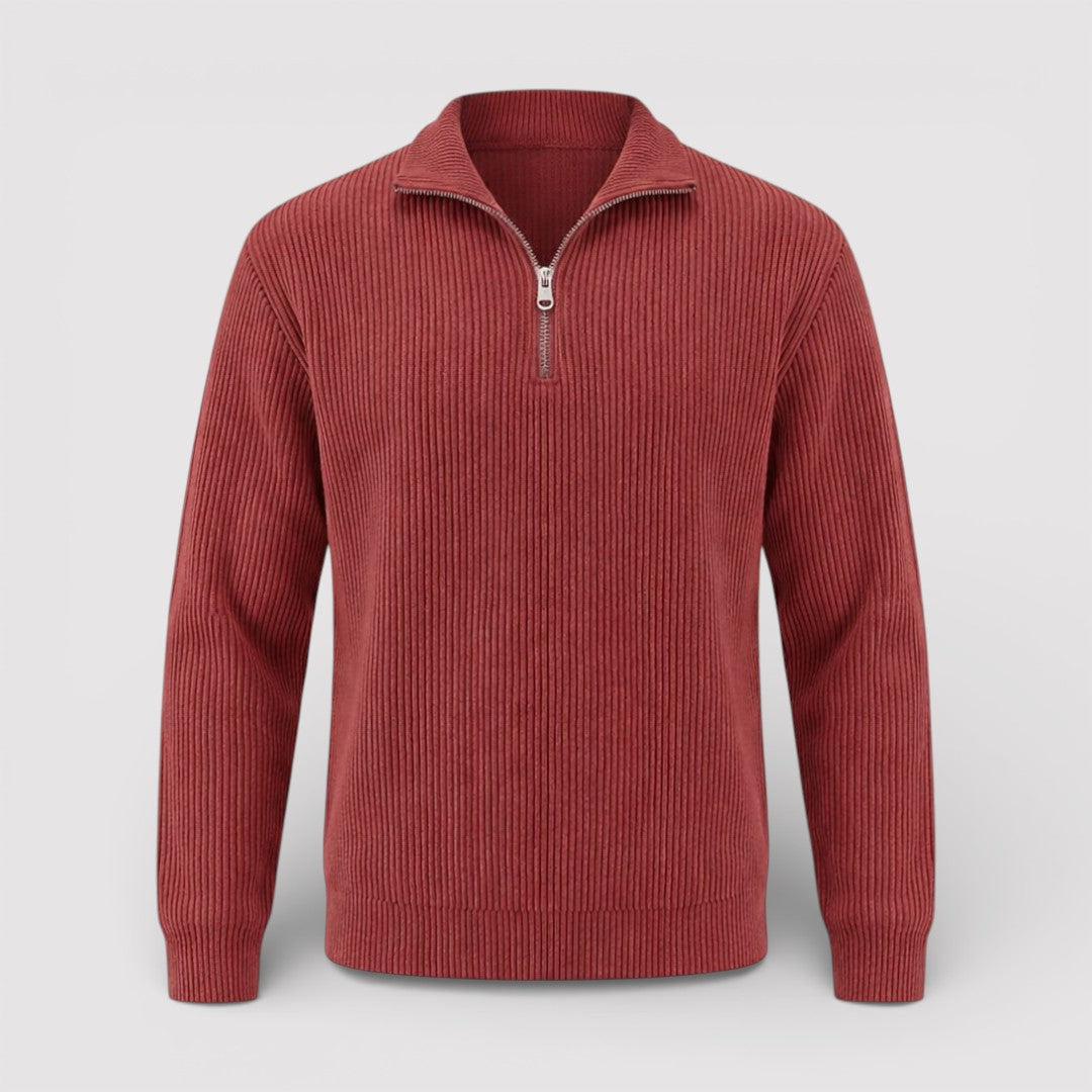 RONEL  テクスチャード・リブ・ハーフジップ・ニット