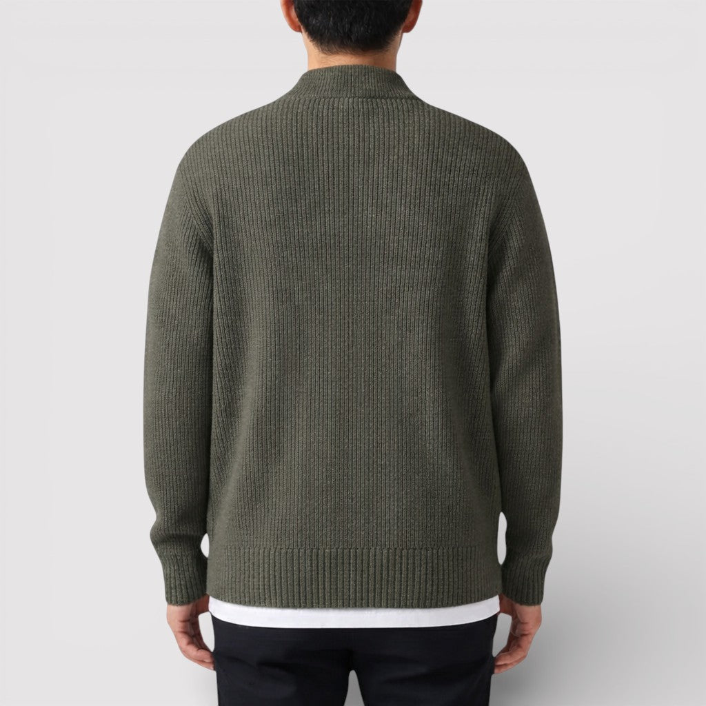 OSCAR ライトウェイト・リブ・ジップ・カーディガン