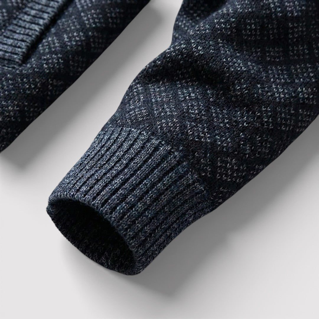 STIG 総柄ジップニットカーディガン