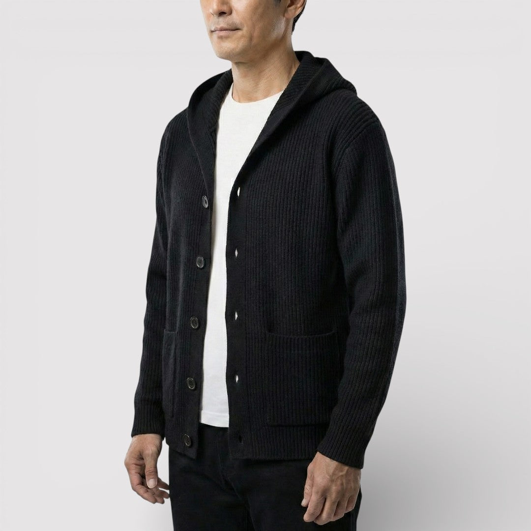 ARNO リブ編みフードカーディガン