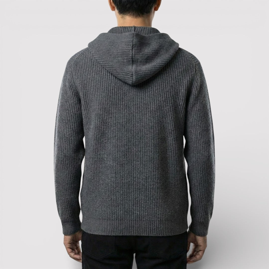 ARNO リブ編みフードカーディガン