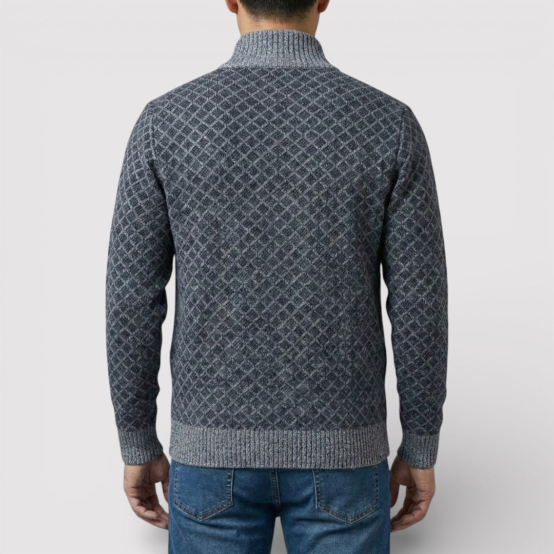 STIG 総柄ジップニットカーディガン