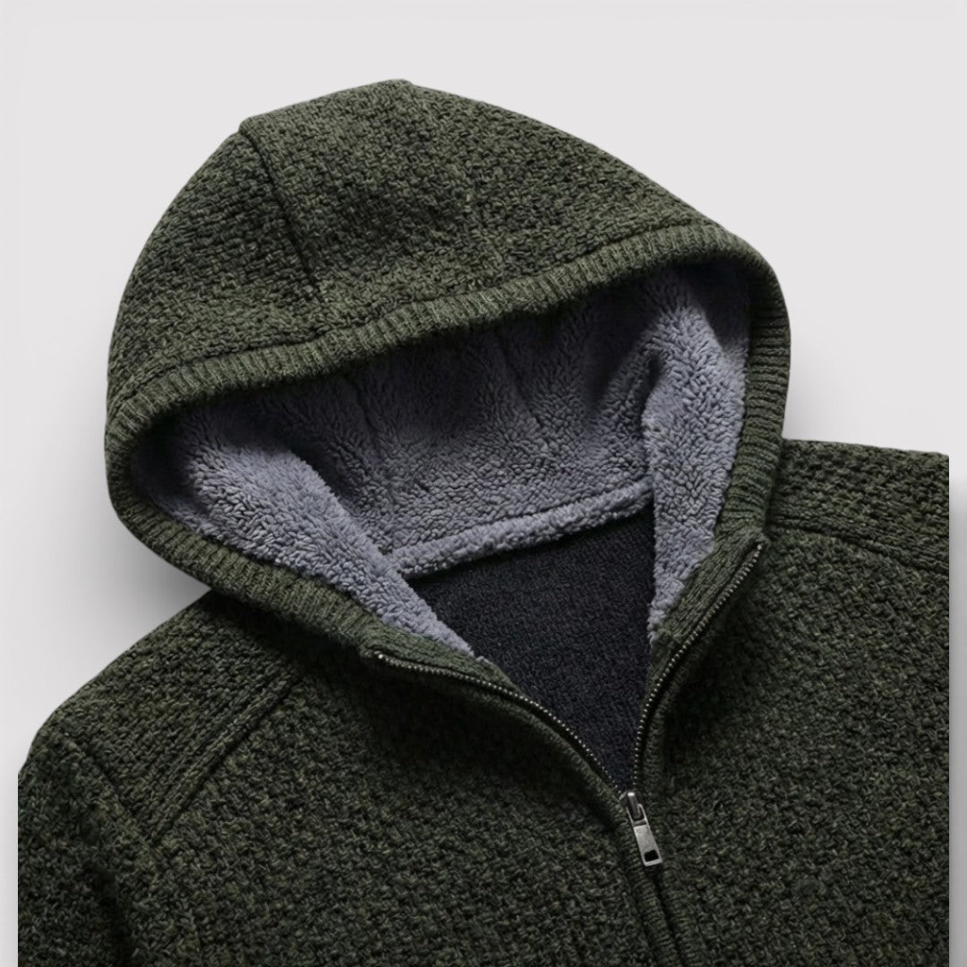 NOLANO テクスチャードニット・ジップパーカー