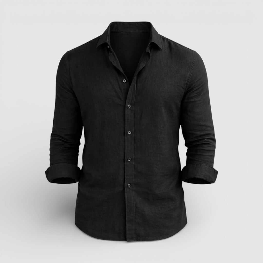 ORVIN 通気性リネン混シャツ