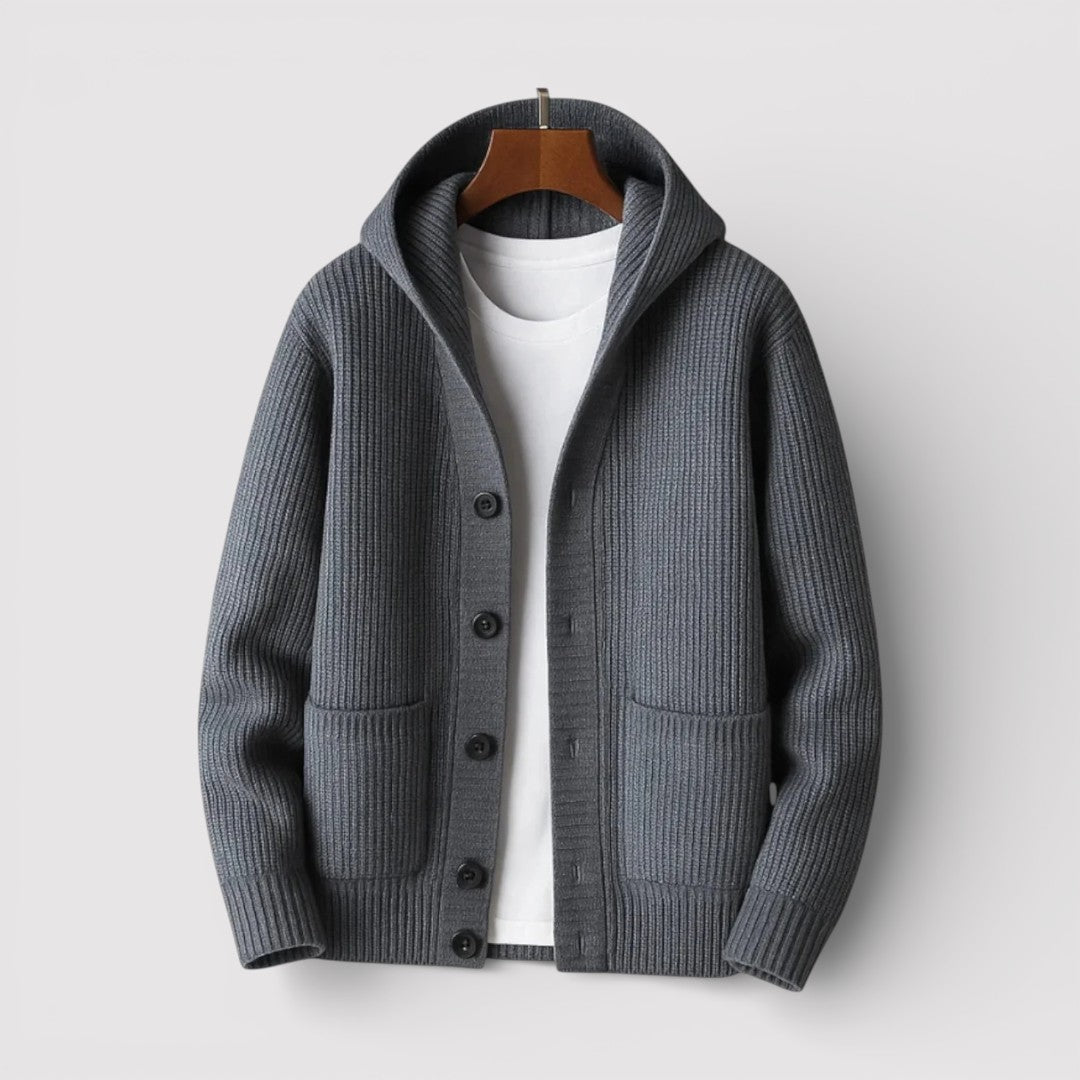 ARNO リブ編みフードカーディガン