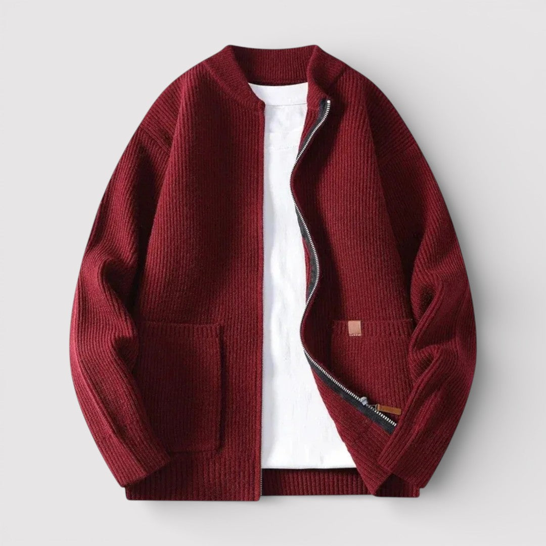 OSCAR ライトウェイト・リブ・ジップ・カーディガン