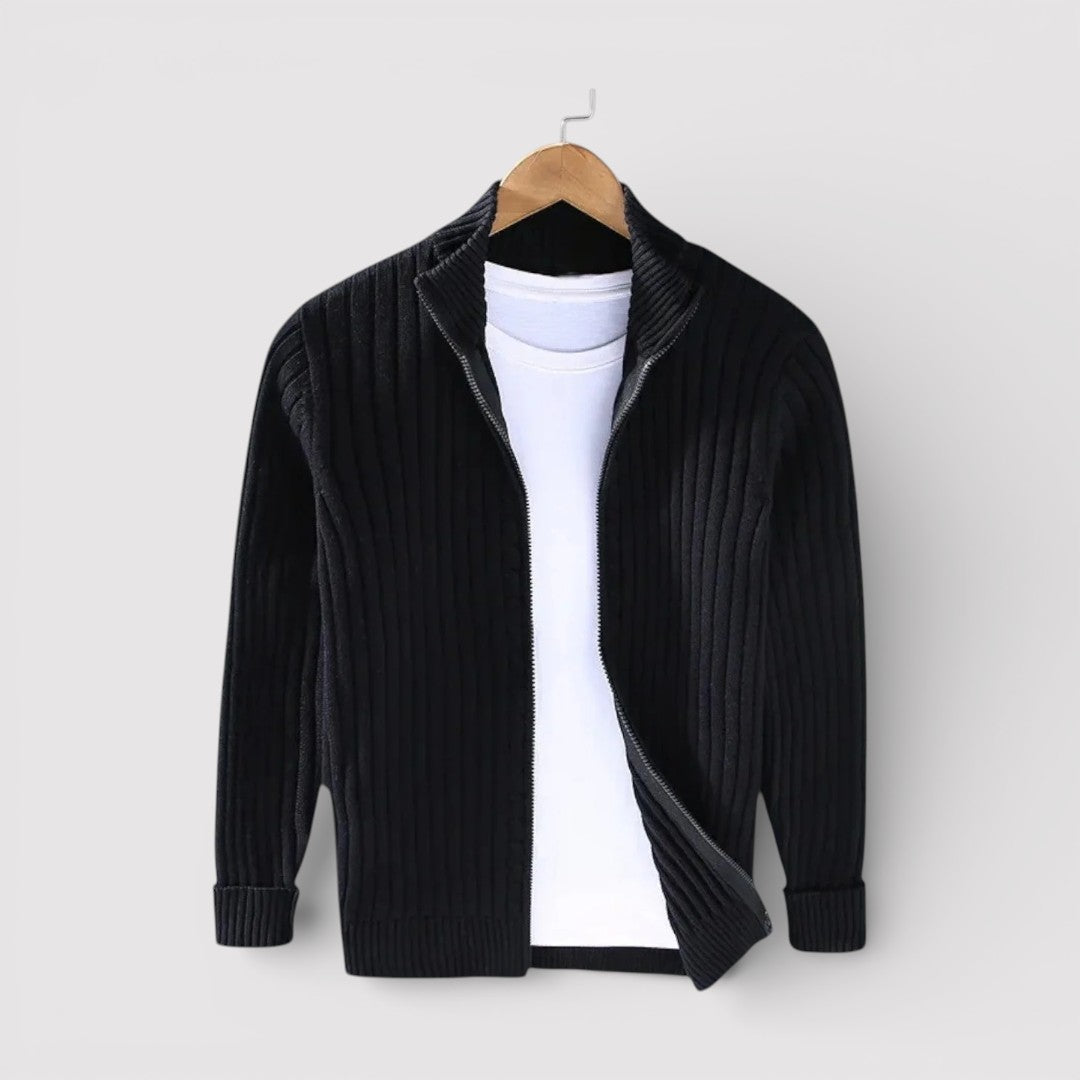 EDGAR テクスチャード・リブ・ジップ・カーディガン