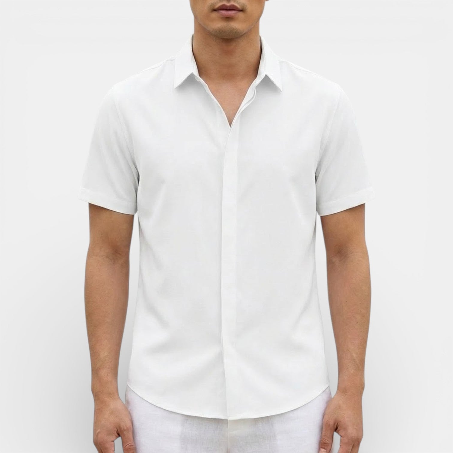 ELVIN リネン混レギュラーシャツ