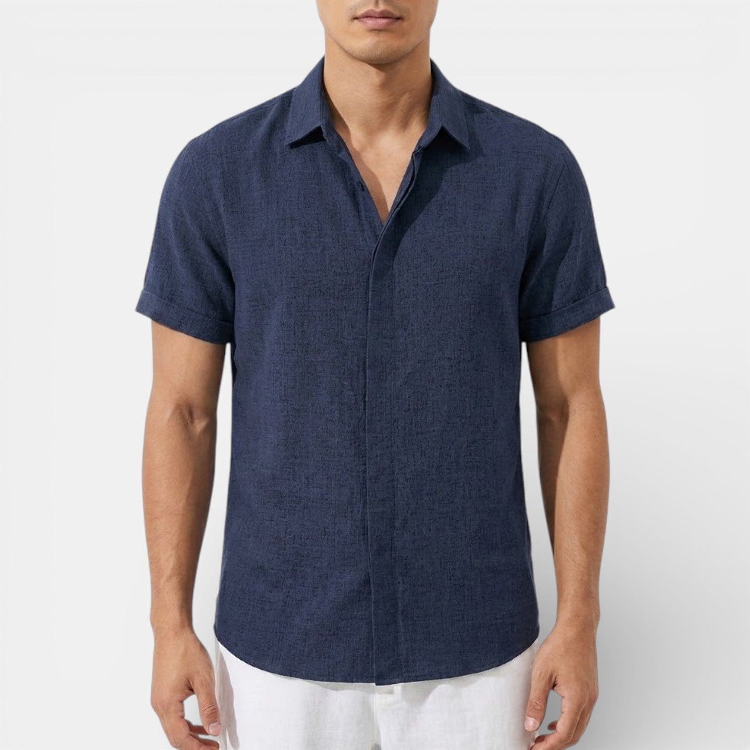 ELVIN リネン混レギュラーシャツ