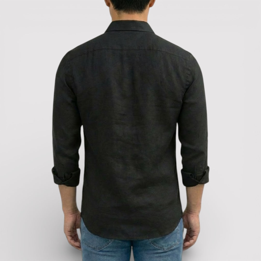 ORVIN 通気性リネン混シャツ