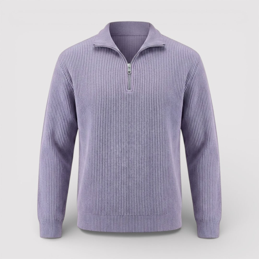 RONEL  テクスチャード・リブ・ハーフジップ・ニット