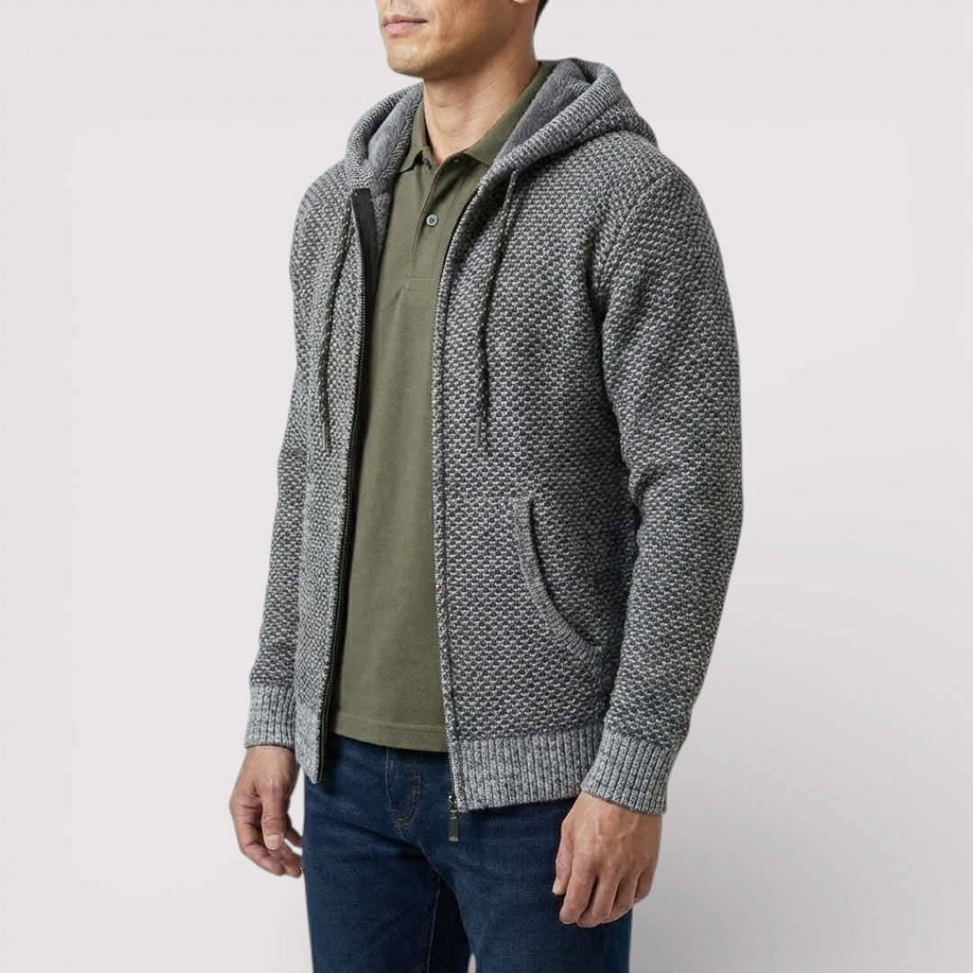 NOLANO テクスチャードニット・ジップパーカー