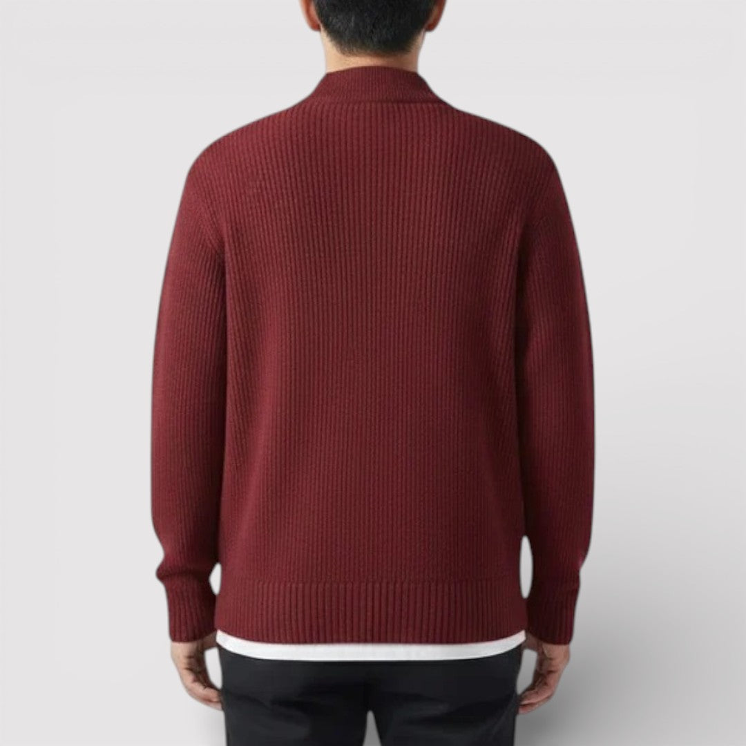 OSCAR ライトウェイト・リブ・ジップ・カーディガン